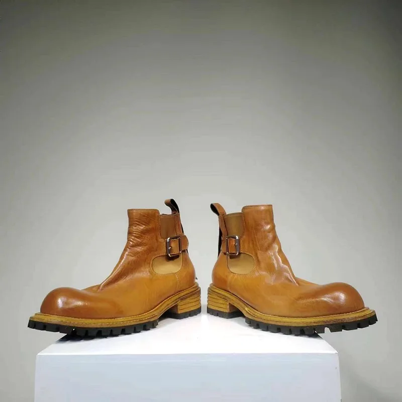 Botas de tornozelo artesanais Botas de couro genuíno de couro vintage de alta qualidade Sapatos casuais P25D50