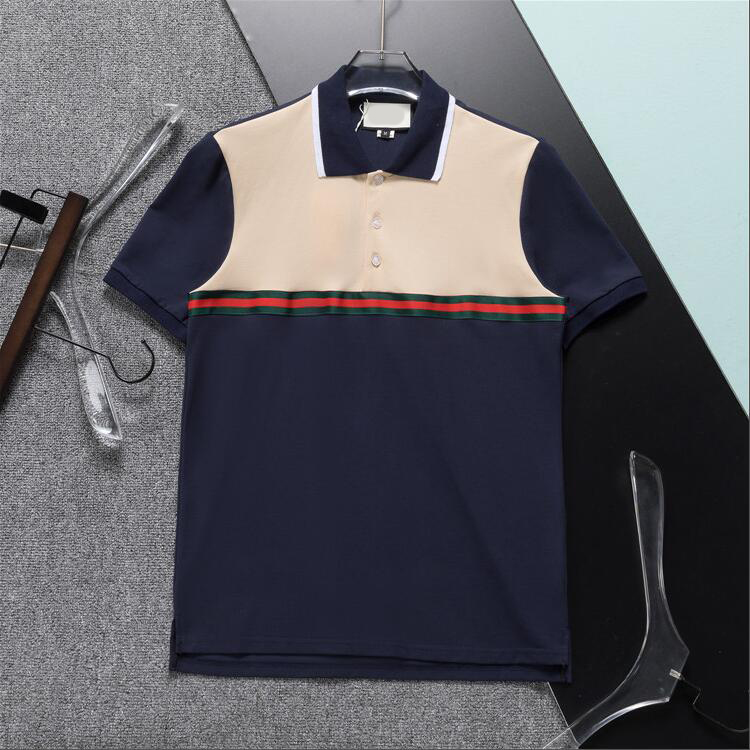 2024ss designer stripe polo shirt t shirts snake polos bee floral embroidery mens High street fashion horse polo T-shirt#188