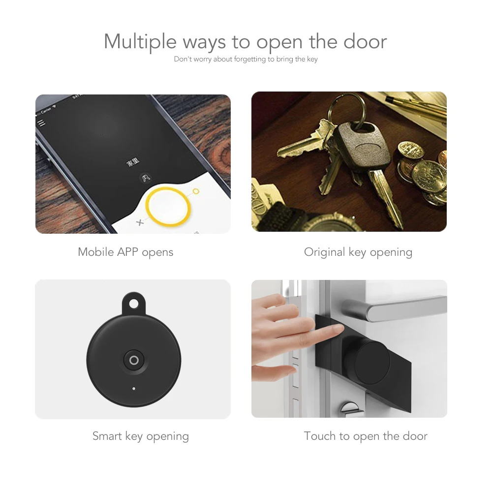 Contrôle Sherlock S3 Silver / Black Smart Lock Bluetooth Compatible application Contrôle de serrure intelligente Smart Key Soulion de la clé Remote Electronic Door Lock