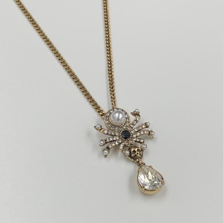 Nya designade dödskallar Spider Pendants Kvinnor Halsband Damer Vintage Brass Halsband Earring Designer Jewelry 035214G