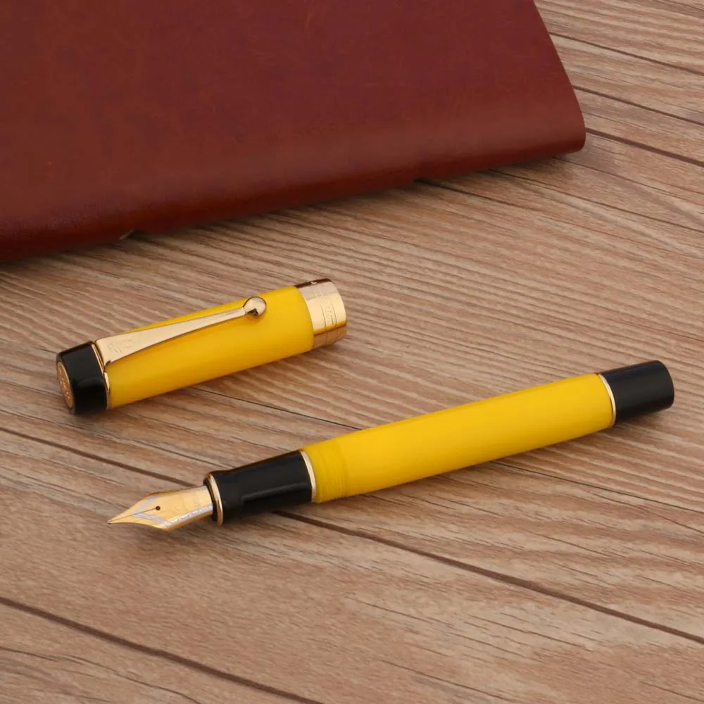 Stylos luxury 100 acrylique plume stylo jaune spin golden spin elegante signature fude flexion calligraphie bureau