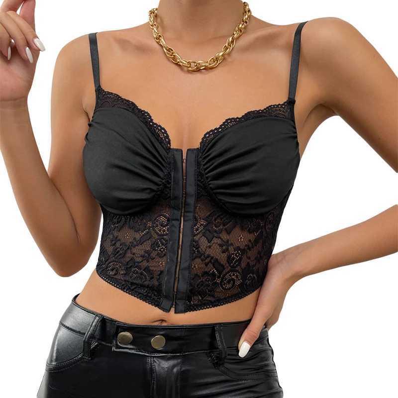 Tanks pour femmes Camis Xingqing Sexy Femmes Bodycon Crop Tops 2022 Black en dentelle Hémordi