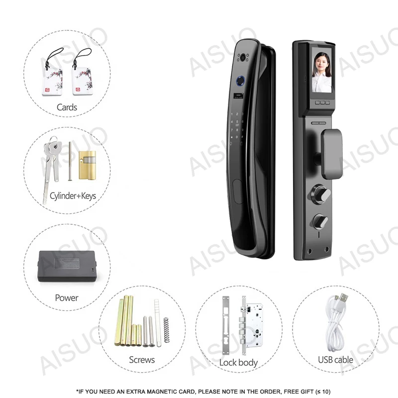 Control AISUO Z3 WIFI APP Mobile Phone Remote Unlock With Camera Fingerprint Magnetic Card Password Key Fully Automatic Smart Door Lock