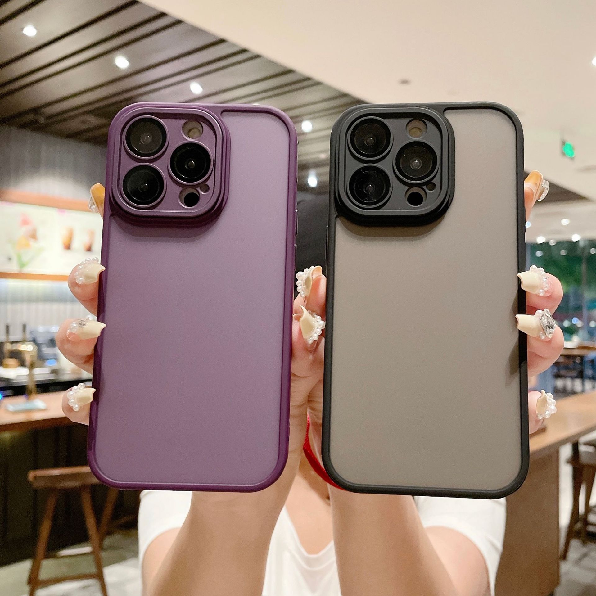 ホットセール5色マットクリアiPhoneドロッププルーフレンズ保護携帯電話ケースTPU+PCショックプルーフ携帯電話カバーiPhone 15 14 13 12 11 Pro Max Plus Sumsung