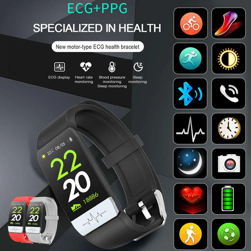 Braccialetti saldi caldi!Q1s Fitness Tracker ECG PPG Monitoraggio impermeabile Monitoraggio della banda intelligente Bracciale intelligente iOS Android