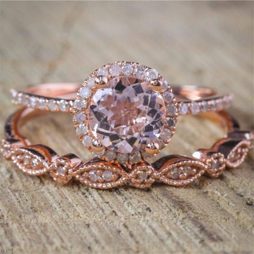 Cluster -Ringe Paar für Frauen Vintage Elegant Set Ring Kubikzirkonia Hochzeit Engagement Braut Schmuck Tropfen 137912971