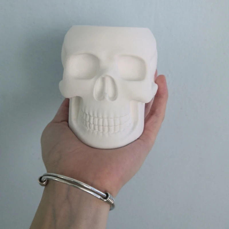 Équipements Crystal Epoxy Skull Flower Pot Pot Moule de silicone, Moule de vase de crâne en béton en béton pour pour le polymère en plâtre en résine F3MD