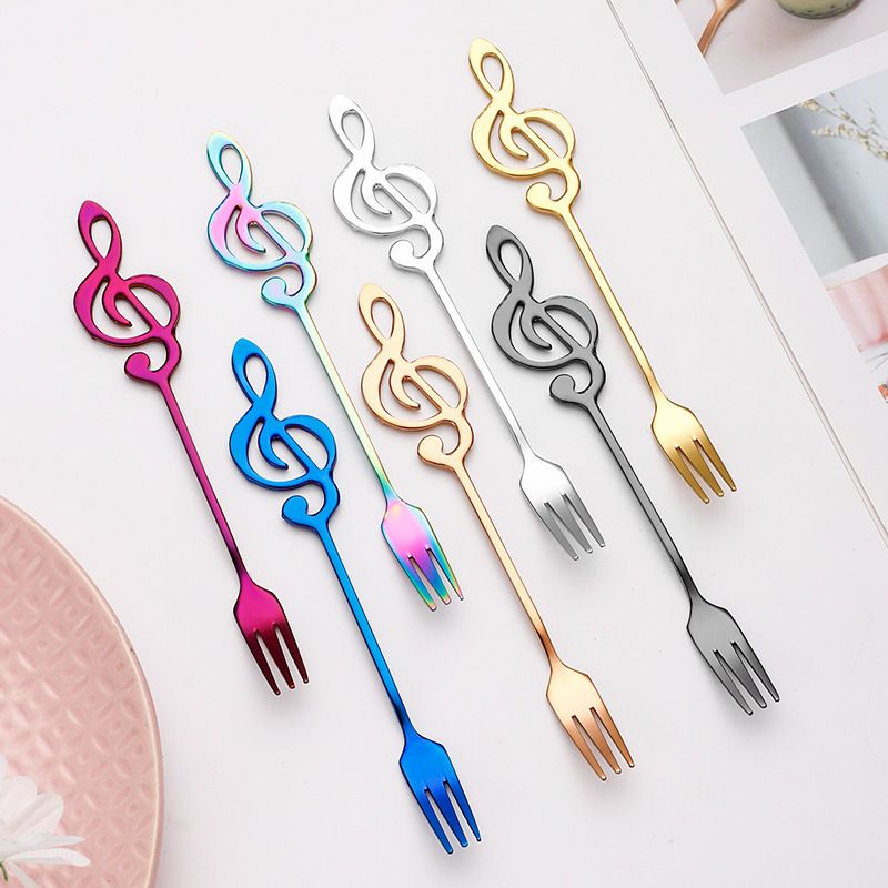 304 Rostfritt stål Musikanmärkningar Kaffescoops Stirring Cup Fruit Fork Music Stick Ice Cream Gift