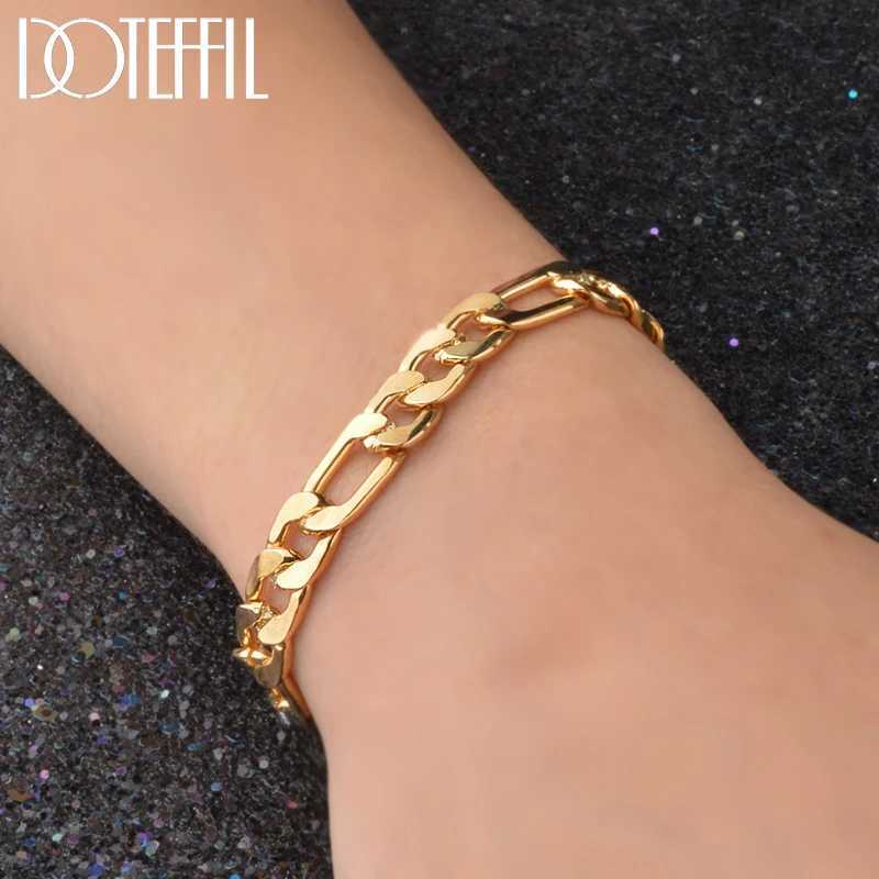 Chain 8mm Side Chain 18K Gold Plating Bracelet For Men Women Fashion Charm Jewelry Y240420