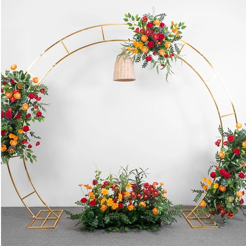 Nowy błyszczący żelazny łuk Wedding Outdoor Metal Circle Półka sztuczne kwiaty
