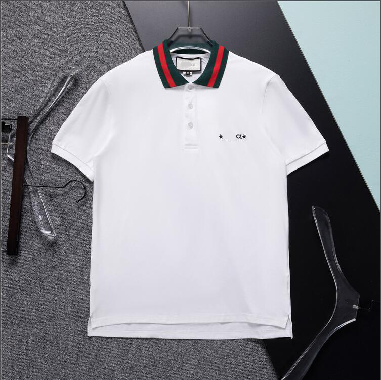 2024SS Stripe Polo Polo T-shirts Polos Snake Bee Floral Brodery Mens High Street Fashion Horse Polo T-shirt # 188