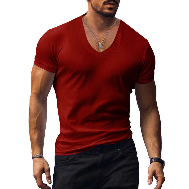 Heren T-shirt Top Heren V-Neck massief grote casual T-shirt Kortheushels Kleding