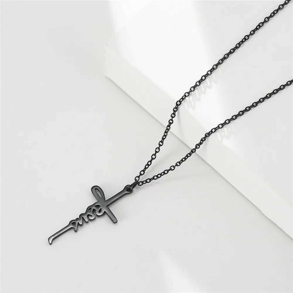 Colliers de pendentif Skyrim Jésus Cross Pendants Collier pour femmes hommes Chaînes en acier inoxydable Sauveur chrétien Sauveur Bijoux de bijoux Y240420