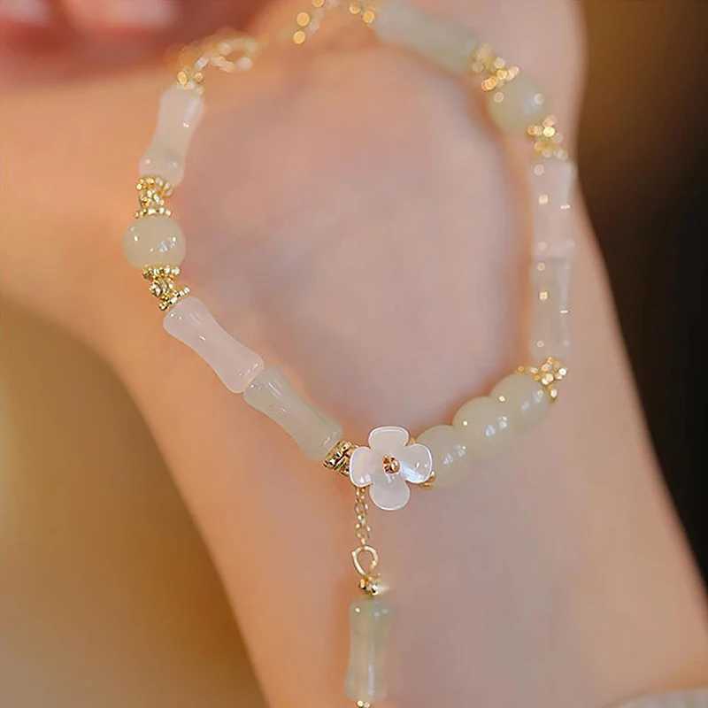 Kette Chinesische Stil Vintage Bambus Joint Perlen Armband für Frauen Mode Charm Blumenarmband Freundin Schmuck Accessoire Geschenk Y240420