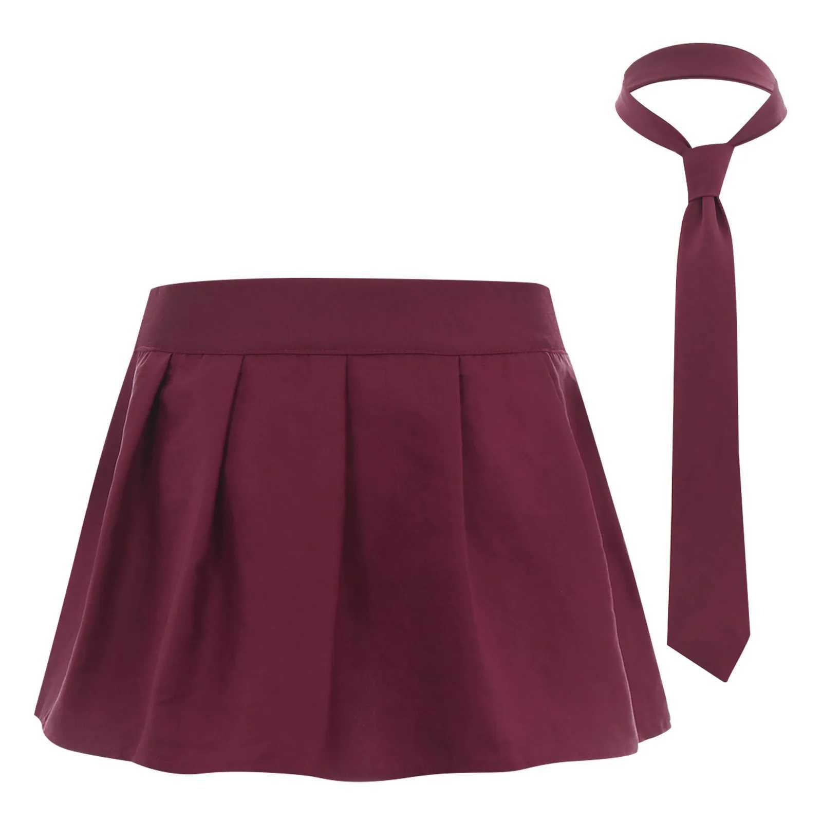 Skirts Female Japanese female student uniform skills role-playing come on fancy dress ball suit zipper plain mini skirt with collar Y240420