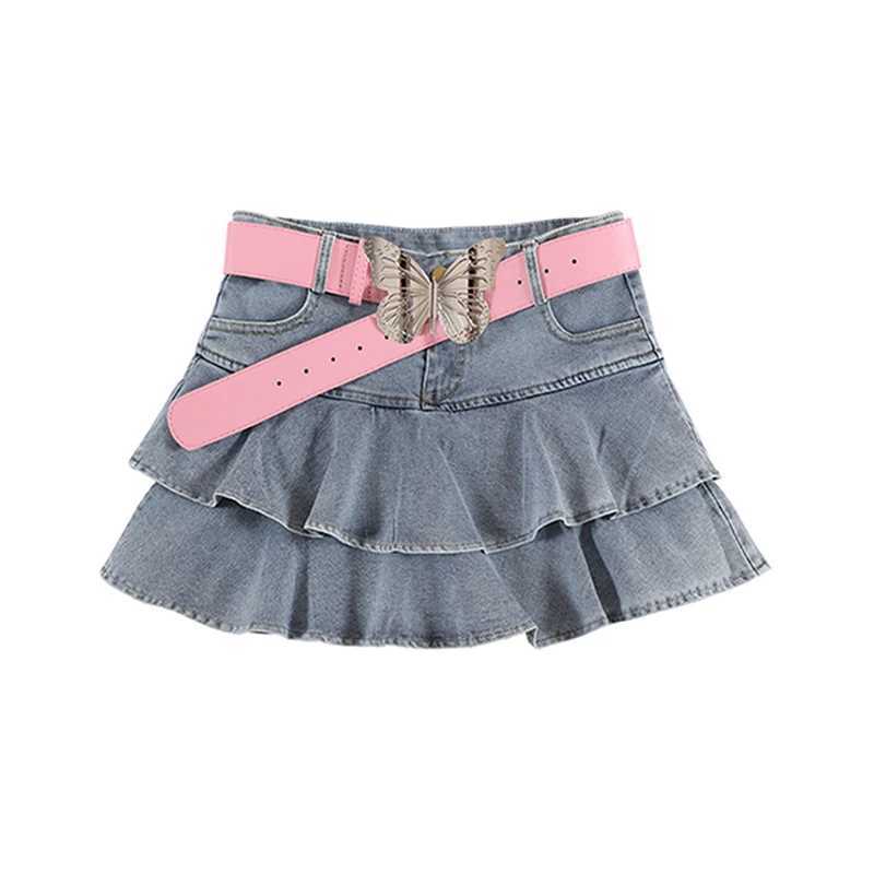 التنانير خمر التنانير y2k على الطراز الكوري المرأة جان تنورة زرقاء kawaii harajuku a-line skirt skirt chic discual summer 2023 comples y240420