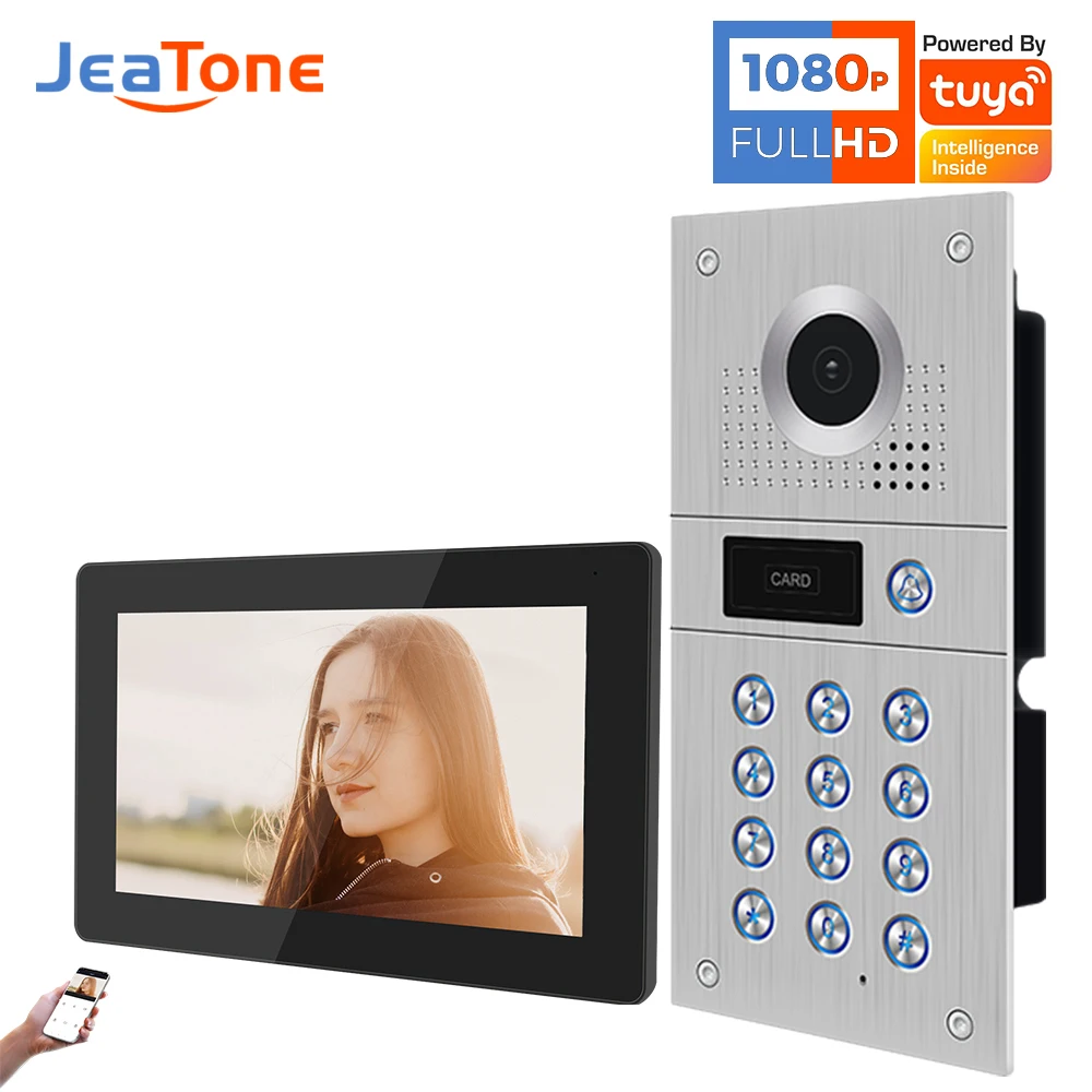 Линза Jeatone 170 ° Intercom с кодом входа в дверь камеры System System 1080p для квартиры ивритская нержавеющая сталь панель вызовов