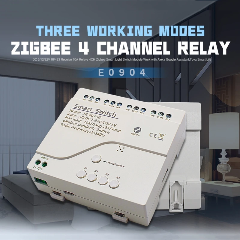 Control Tuya Smart Zigbee 4ch Smart Switch WiFi Remote Control Module Controller 433MHz D5QC
