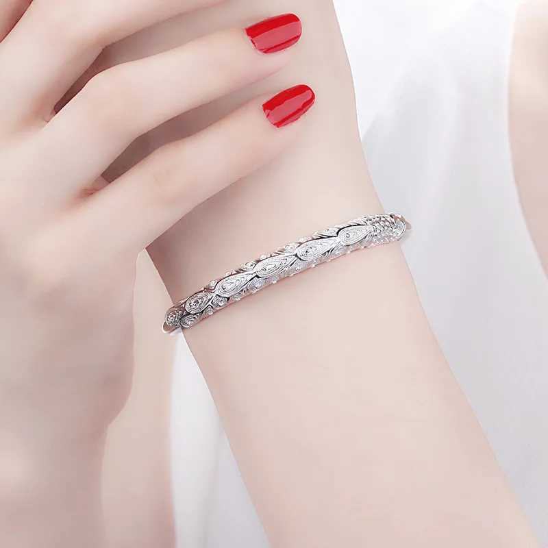 Chain Hot New Silver Color Bracelets for Women Noble Phoenix Bangle Adjustable Jewelry Fashion Party Gifts Girl Student Y240420