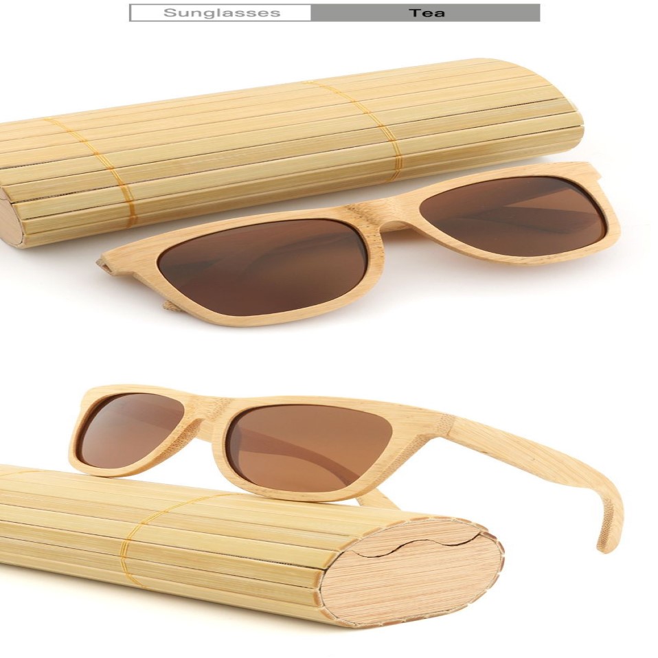 Vintage Wood Bamboo Solglasögon Män kvinnor Polariserade glasögon handgjorda med fall UV400 Retro Shades Design Eyewear279o
