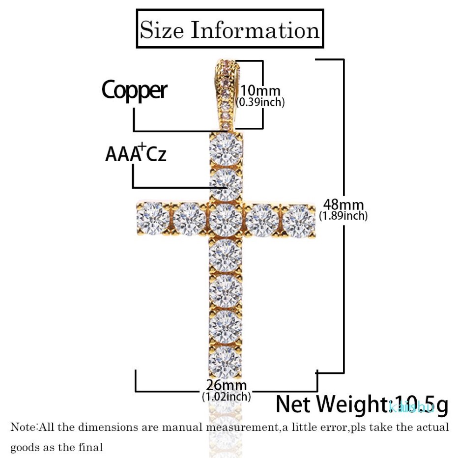 Shining Diamond Stone Cross Pendants Necklace Jewelry Platinum Plated Men Women Lover Gift Couple Religious Jewelry305V