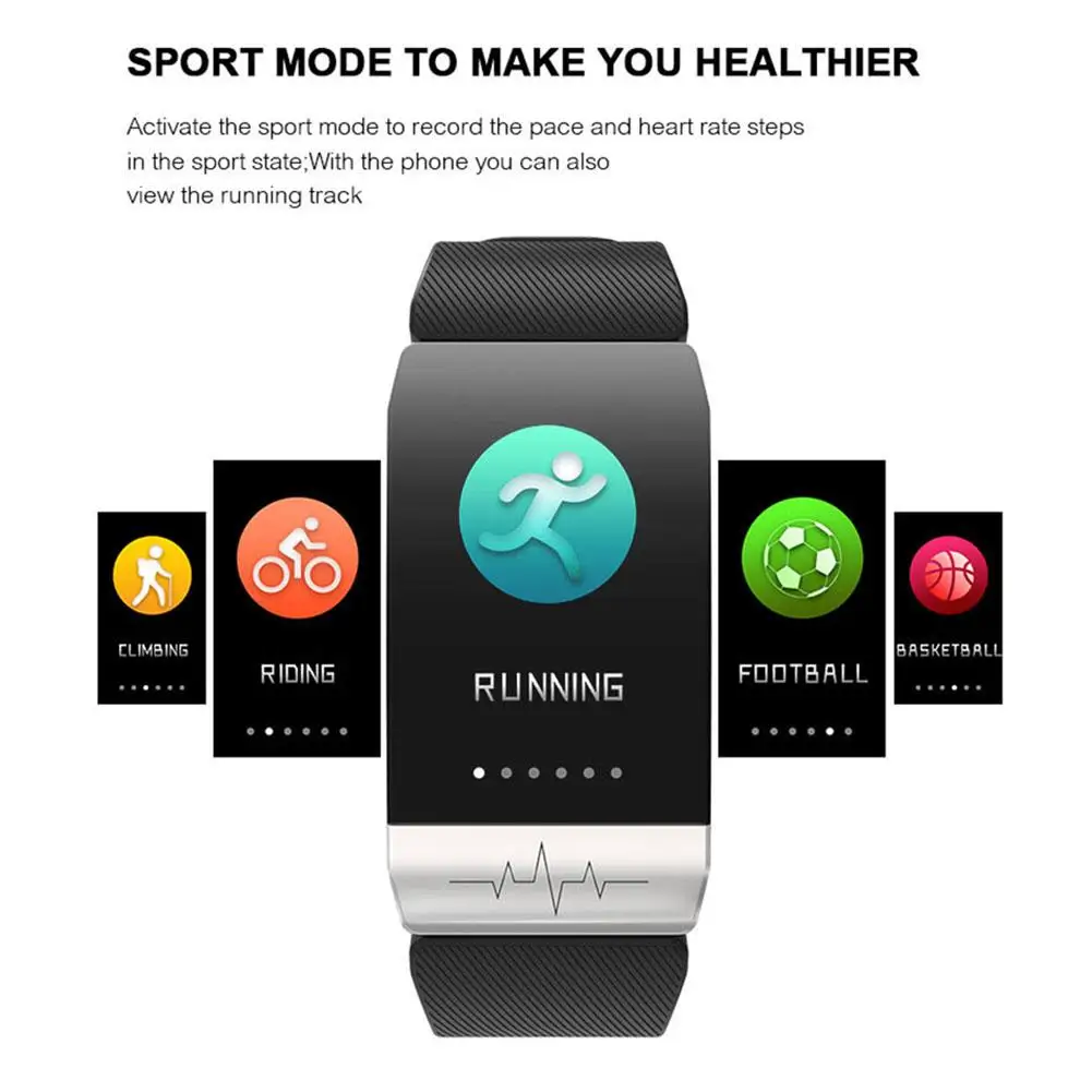 Braccialetti saldi caldi!Q1s Fitness Tracker ECG PPG Monitoraggio impermeabile Monitoraggio della banda intelligente Bracciale intelligente iOS Android