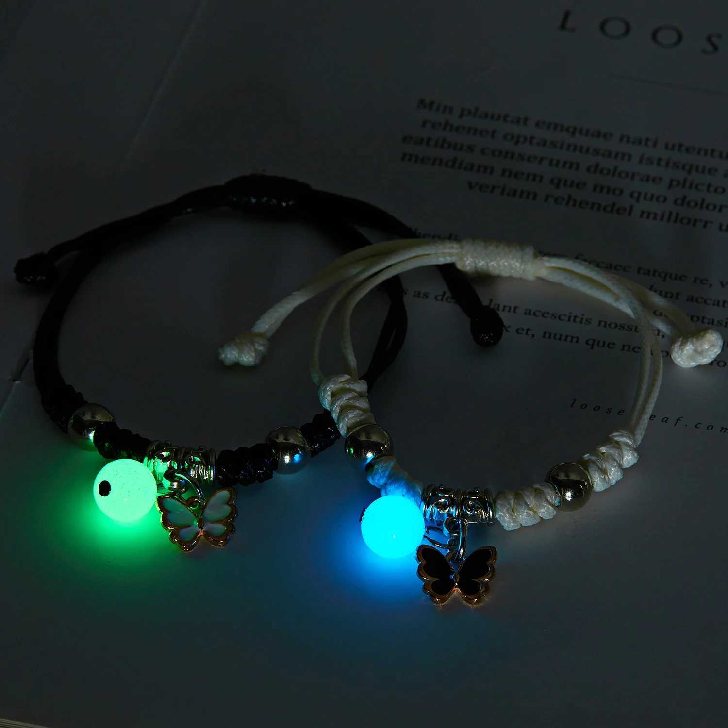 Ketting lichtgevende vlinder paar armband voor minnaar sterren hart regenboog hanger gevlochten armbanden gloed in de donkere feestjuwelen y240420