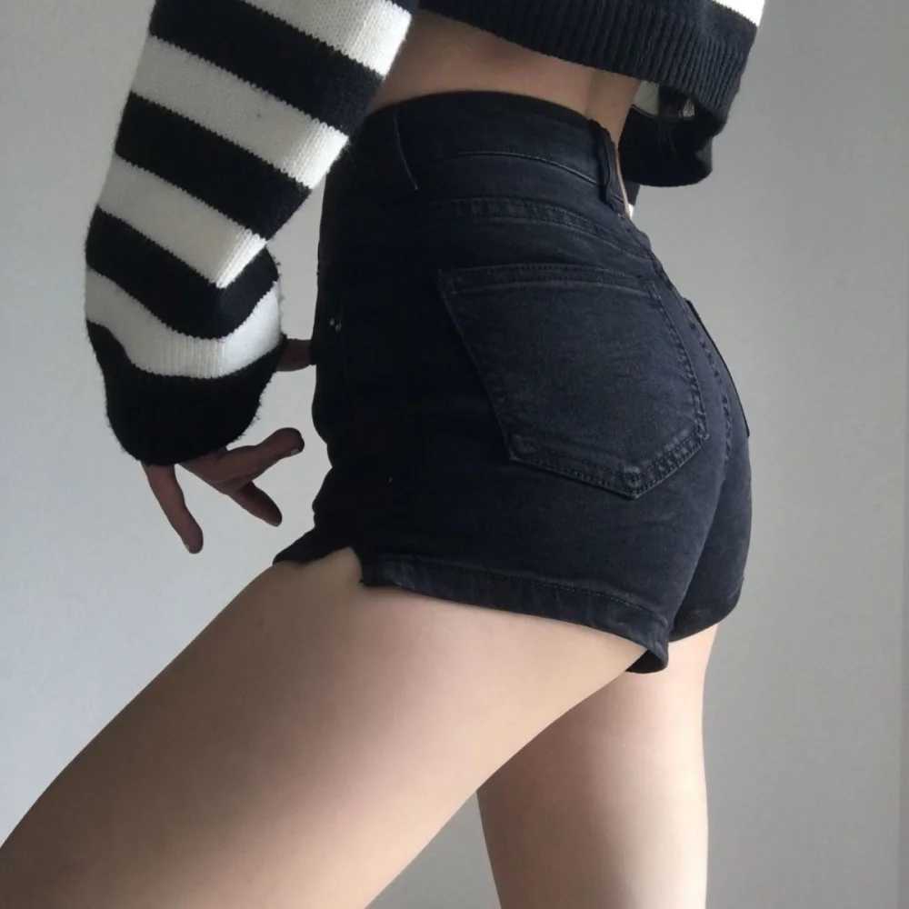 Women's Shorts Blue Jean Shorts Women Summer High Waisted Solid Hot Short Jeans For Ladies Sexy Elastic Split Retro Denim Shorts Female Y240420