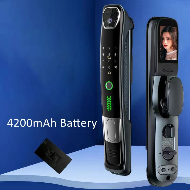Besturing EGFIRTOR 3D Face Recognition Smart Camera Deur Lock met welkomstlicht toegangscontrole 7 ontgrendelingsmethode voor 40120 mm WiFi Lock