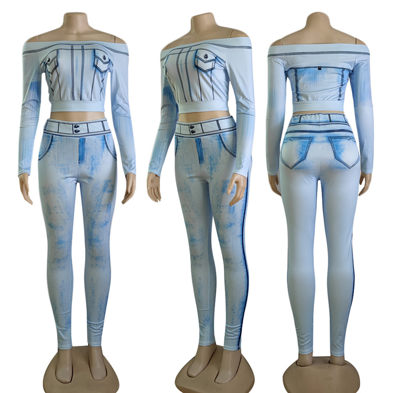 Two Piece Women Clothing Denim Pant sets printemps automne à manches longues à manches longues à manches courtes féminines Fashion Fashion Vintage Jeans Suit K7153 #