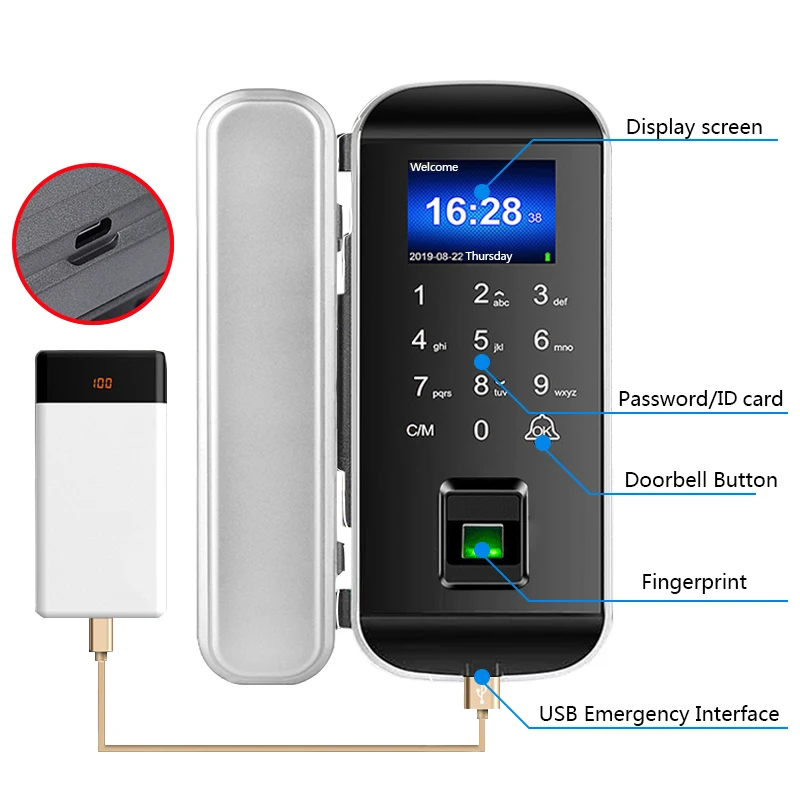 Controllare la nuova serratura della porta vetrosa porta scorrevole dell'arrivo Keyless Electric Fingerprint Lock con blocco della porta della smart card a tastiera touch