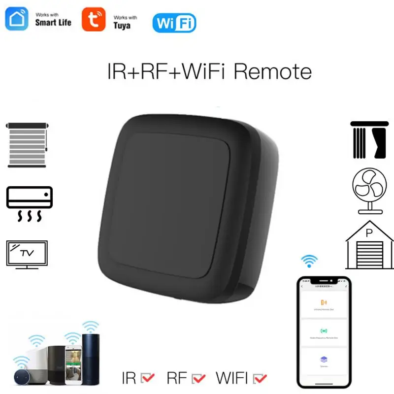 Kontroluj najnowszy Tuya WiFi Smart IR RF433 Zdalne sterowanie Universal Control Control Smart Home for TV DVD AC Współpraca z Smart Life