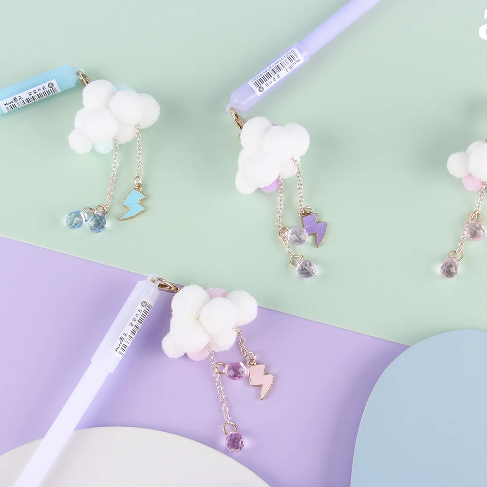 Pennor 36 datorerKawaii Cloud Pendant Gel Pennor för att skriva söt 0,5 mm svart bläck penna reklampresentationer kontorsskolan