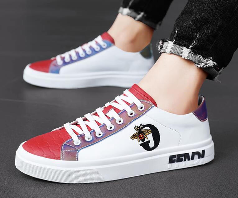 Fashion classic embroidery Luxury men casual shoes lovers White trainer designer sneakers printing low top green red black Soft leather Breathable running shoes
