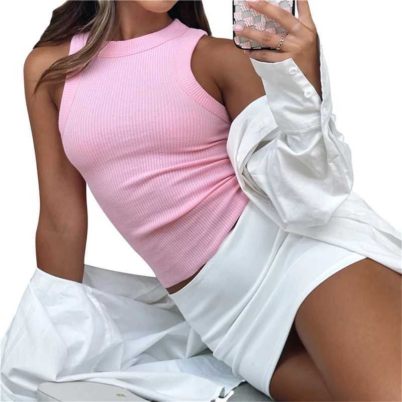 女性の戦車CAMIS XINGQING Y2K TANK TOP 2023 SUMMER SUMMER WOMEN AESTHETIC SOLID COLOR SLEFLESS LIBED BEST BASIC BASIC CASUAL STRTWEAR Y240420