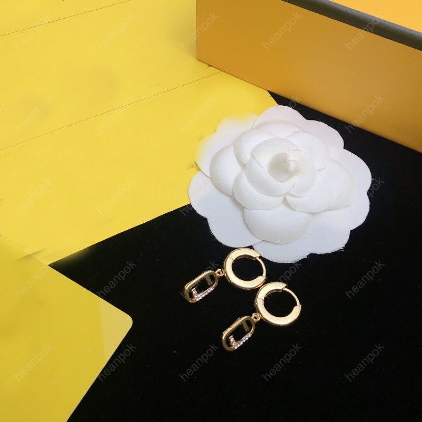 Women Gold Hoop Earings Designer Jewelry Luxurys Diamond Dangle Studs Earrings Boucle Letters Hoops F With Box New 010506R242F
