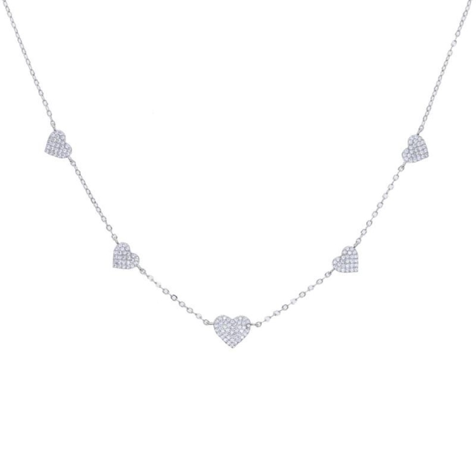 Gold Silver Color Minimal Delicate Heart Pendant Necklace Bling CZ Station Charm Choker Mors dag Gift Smycken Chains308a