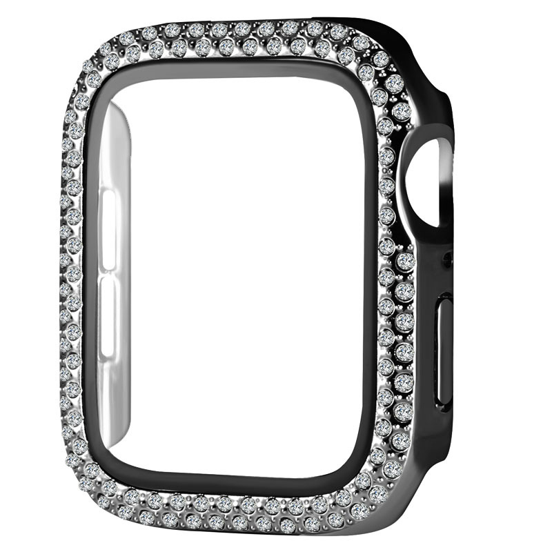 Diamond Apple Watch Cases مع واقي الشاشة لـ IWatch Ultra 9 8 7 6 5 4 3 Rhinestone 45mm 41mm 44mm 40mm 42mm 38mm Bling Glass Cover Cover Cover Cover