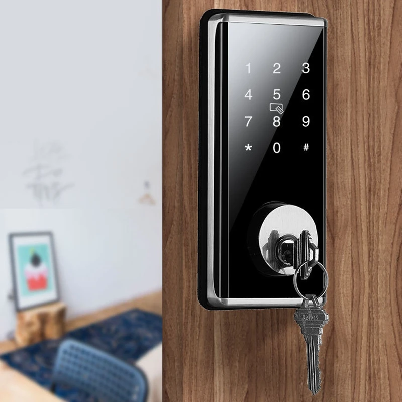 Besturing Smart Door Lock Bluetooth Deadbolt vergrendelt sleutelloze deur invoer buitendeur wachtwoord IC kaarten voordeurslot met enkele tong