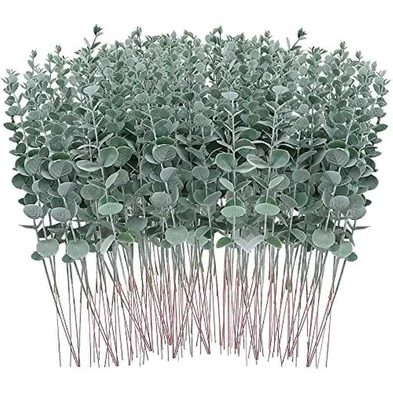 Finto vegetazione floreale Eucalipto artificiali steli verdi foglie rami falsi eucalipto il vaso nozze bouquet home t240422