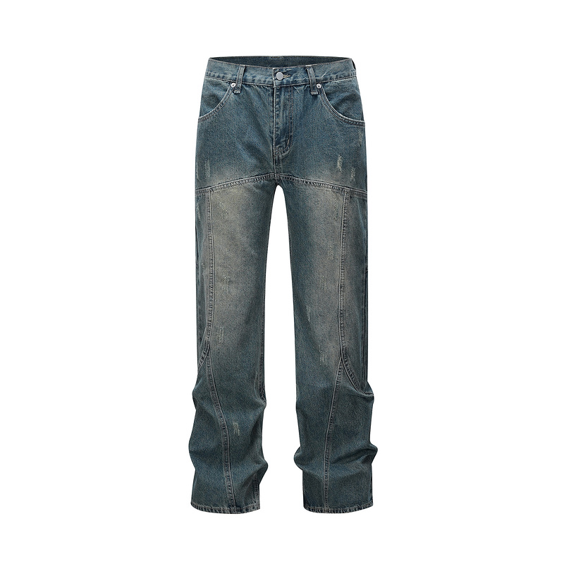 Patchwork jeans mannen vrouwen beste kwaliteit losse gewassen denim broek