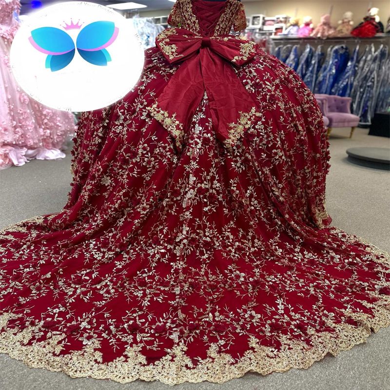 豪華な赤い甘い16ボールガウンQuinceanera Dress Off Offer Offer Off offer