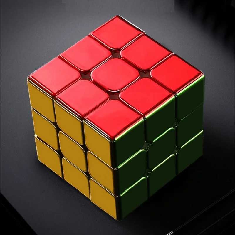 Magic Cubes Sengso Metal 3x3 Golnen Golden Cubo Magic Cube Puzzle Speed Cibe M3 3x3x3 Magico Cubo Cibo Toy T240422