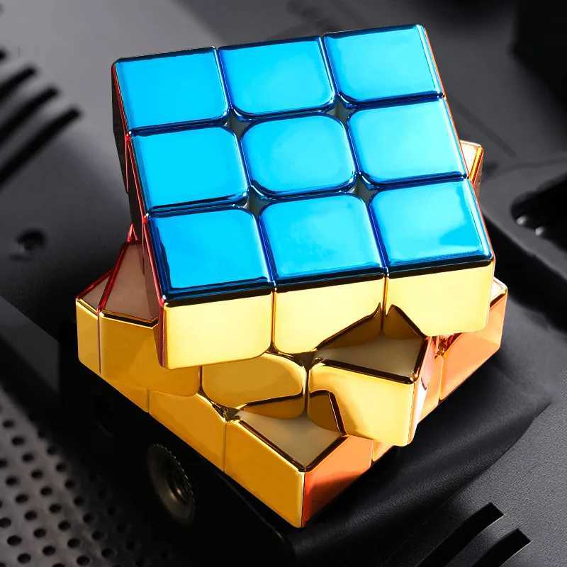 Magic Cubes Sengso Metal 3x3 Magnetic Golden Golden Magic Cube Speed ​​Cibe M3 3x3x3 Magico Cubo Cibo Toy T240422