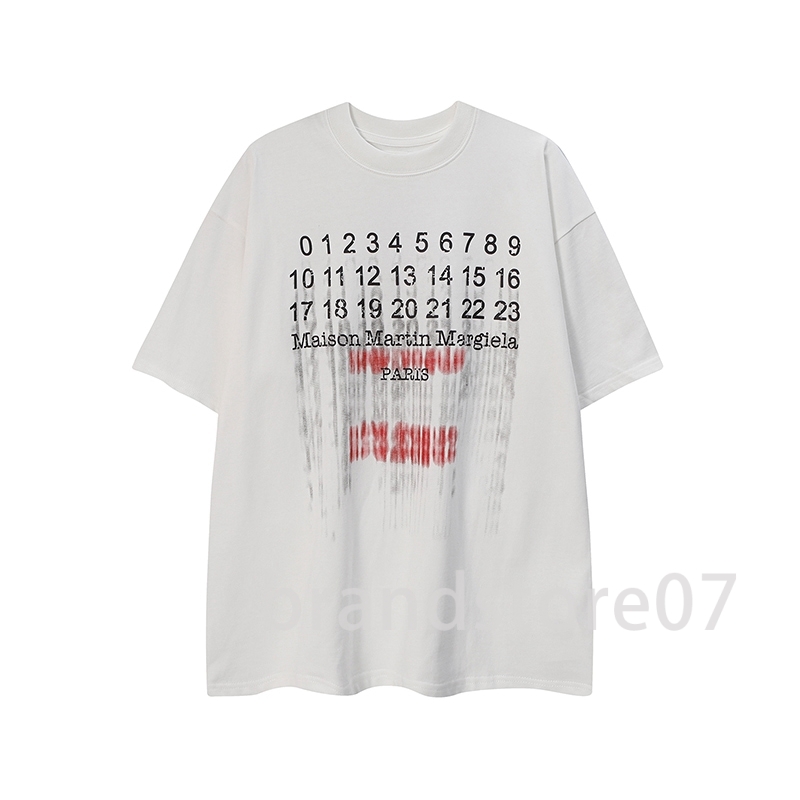 MM6 T Shirt Mens T-shirts Margiela Digital calendar alphabet embroidery T-shirt Summer for Shirts Womens tops Tees