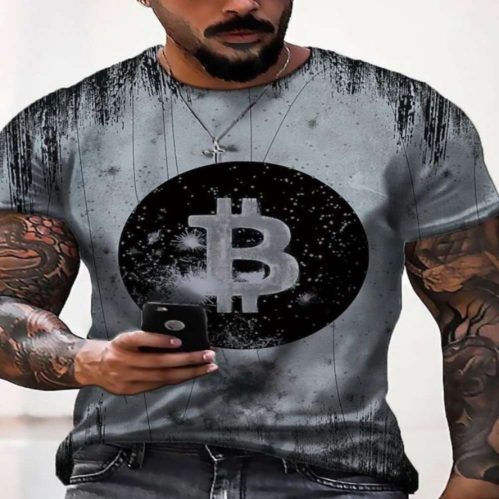 Summer New Youth Bitcoin Top 2020 Wind Speed Dry Clothes 3D Digital Printing Short Sleeved Men's