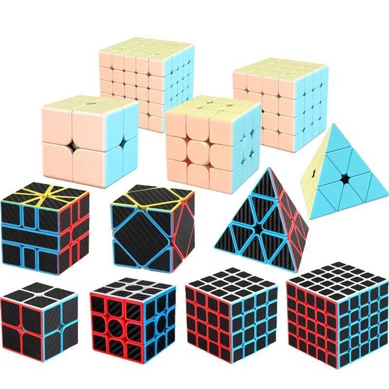 マジックキューブモイメイロング3x3x3 4x4x4プロフェッショナルマジックキューブカーボンファイバーステッカースピードキューブスクエアパズル教育おもちゃT240422