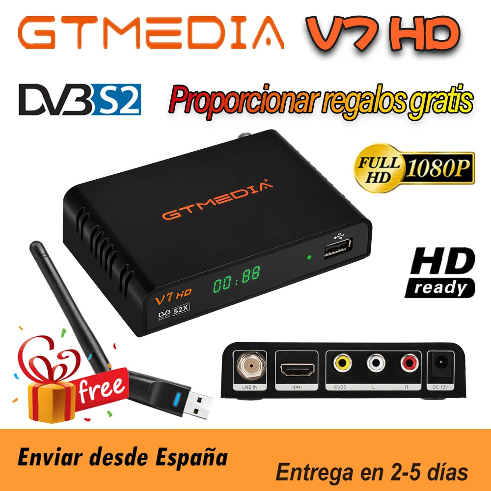 Odbiorniki FTA Receptor GTMedia V7 HD z USB WiFi za darmo 1080p Full HD DVBS/S2/S2X Satelitarna Uaktualnienie skrzynki GTMedia V7S HD HD