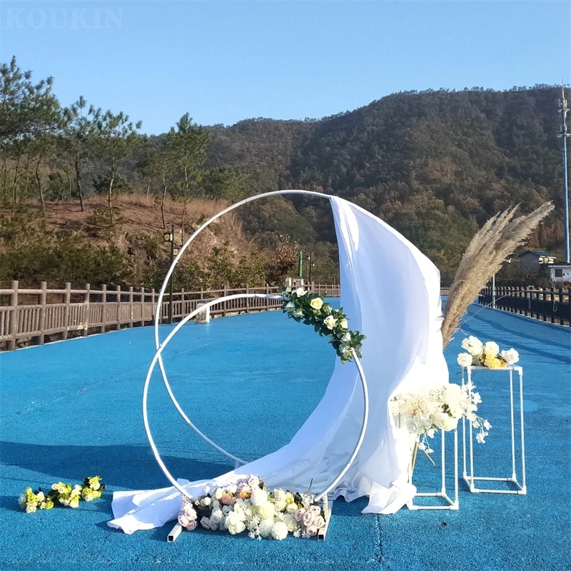 Arco do arco de casamento de metal redondo Stand Arch Stand para jardim, quintal, casamento no gramado, noiva, decoração de festas externas em interior