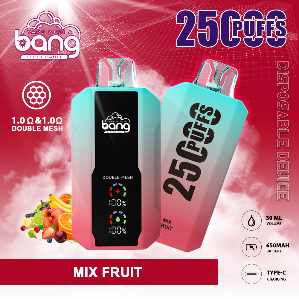 Bang 25000 Puff Vape desechable Cigarrillos recargables E MEDILLA COIL 30 ml E-Liquid Puff 25K Vaper 0%2%3%5%Big Buff Cigarrillo electrónico desechable Cigarrillo